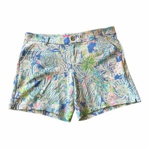 Lilly Pulitzer Jayne Knit Shorts in Coastal Blue Lion Women’s Size 12